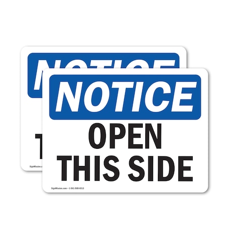 Signmission Open This Side, 5 in W x Rectangle, Vinyl Decal OS-2PACK-NS-D-35-L-17018
